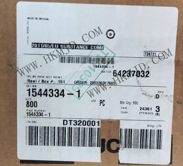 【TE泰科】汽車連接器 1544334-1 2 位置 體座 連接器 公型，接片 黑色 0.315