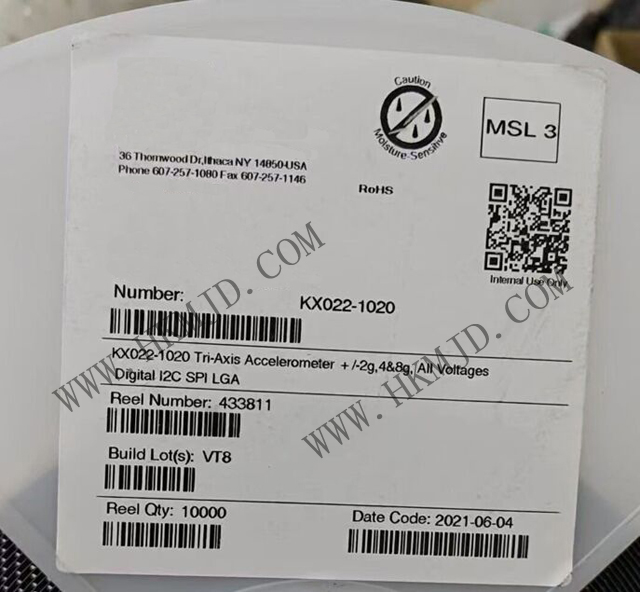 運(yùn)動(dòng)傳感器_KX022-1020_加速計(jì) X，Y，Z 軸 ±2g，4g，8g 0.39Hz ~ 800Hz 12-LGA