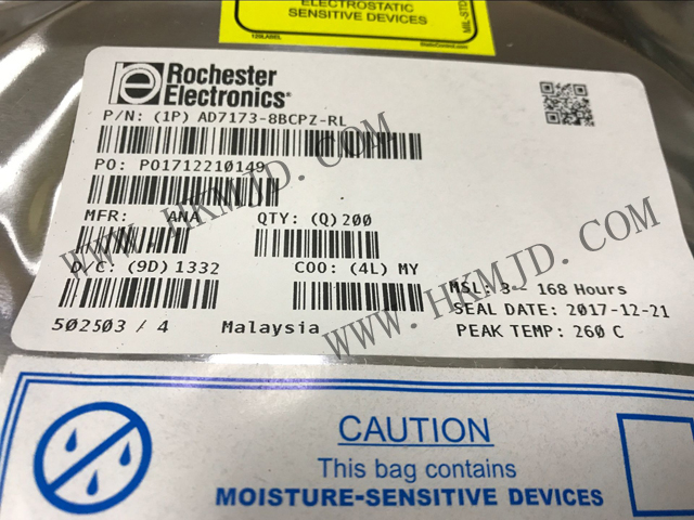 AD7173-8BCPZ：8/16通道、31.25kSPS、24位Σ-Δ型ADC