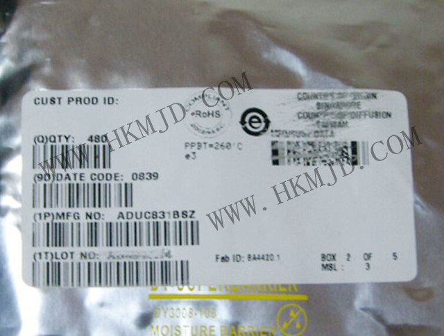 ADUC831BSZ：具有嵌入式62 KB閃存MCU的MicroConverter?、12位ADC和DAC