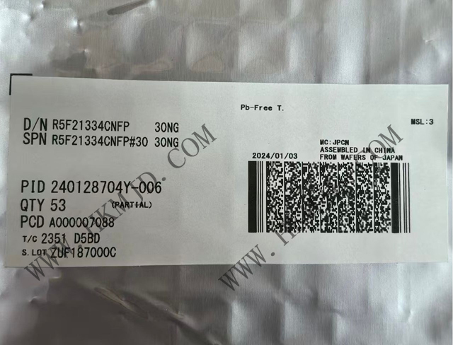 瑞薩電子【MCU芯片】R5F21334CNFP 16位微控制器，采用R8C CPU內(nèi)核