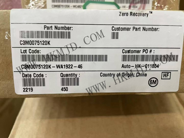 現(xiàn)貨供應(yīng) Wolfspeed C3M0075120K 1200V SiC MOSFET，75mΩ 低導(dǎo)通電阻